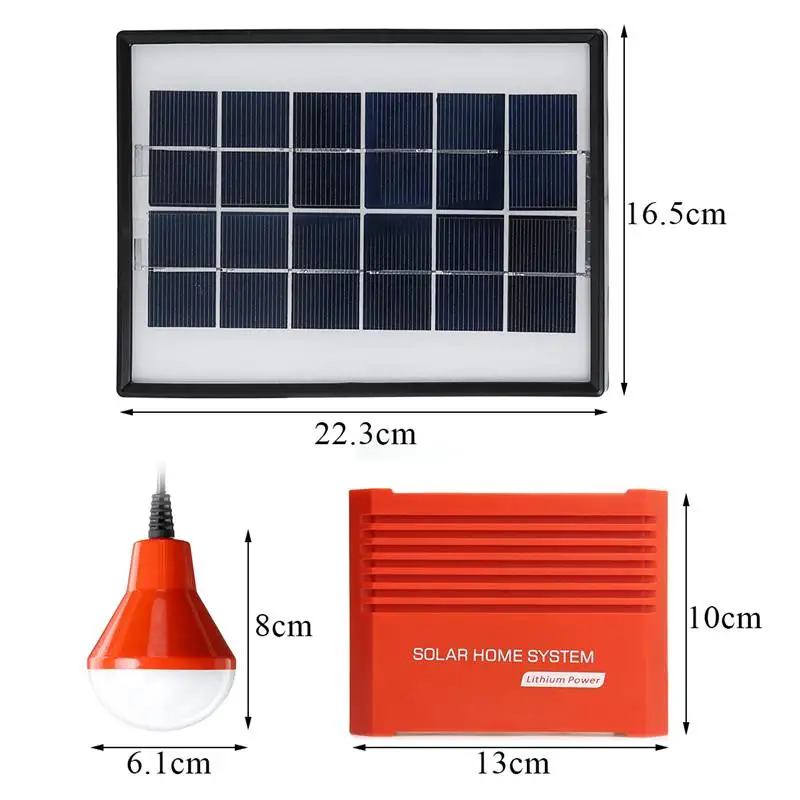 Solar Powered System 3.7V 4400mAh Battery USB Portable Emergency Light Camping Solar Panel Bulb