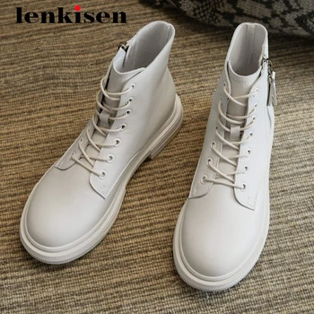

Lenkisen fashion boots 2020 autumn new high quality mature round toe thick med heel zipper superstar energy lady ankle boots L28
