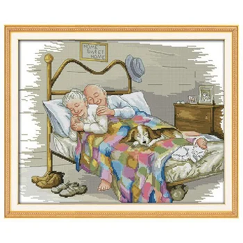 

DIY hand cross stitch embroidery 11CT printing old couple pattern cross stitch 57 * 46 cm home decoration