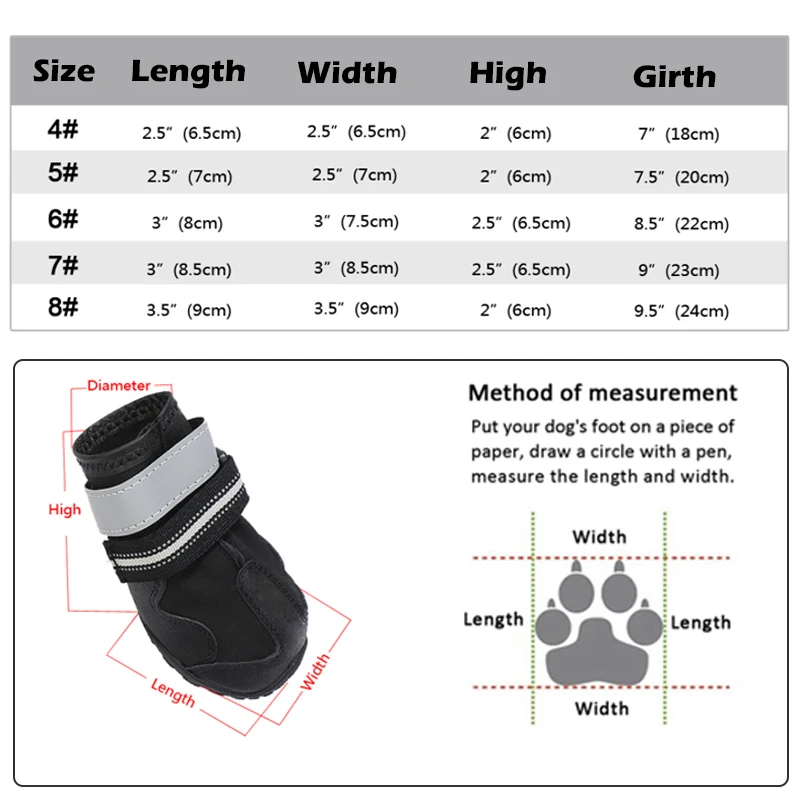 Светоотражающая Водонепроницаемая Обувь для собак; носки для собак; сезон зима-лето; непромокаемые зимние ботинки для собак; кроссовки; цвет черный, красный; обувь для средних и больших собак
