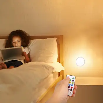 

Mini Pat Light Bedside Night Lamp LED Under Cabinet Lights Small and Light Durable Elegant and Generous with Remote Control