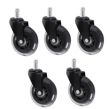 

Office Chair Wheels Black Replacement Rubber Chair Casters for Hardwood Floors and Carpet, Set of 5 Universal Fit