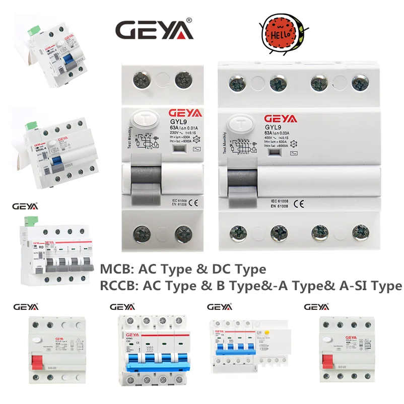rccb elcb tipo de atraso interruptor eletromagnético 3 fase + n 40a 63a