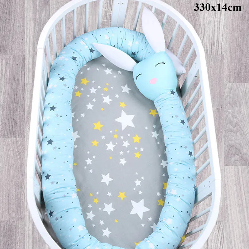 330cm blue 200 см/330 см детская кровать протектор кроватки бампер колодки детская кровать бампер в кроватку бампер безопасности из смеси хлопка Детский Комплект постельного белья рельс - Цвет: 330cm blue