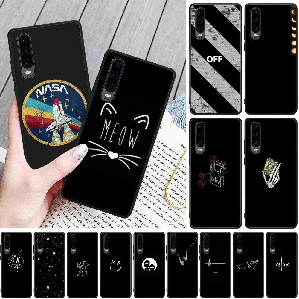 

Viviana Luxury Unique Design Silicone Black Phone Case for Huawei P9 10 lite P20 pro lite P30 pro lite Psmart mate 20 pro lite
