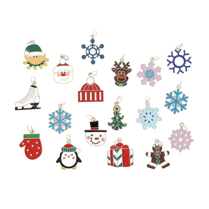 

10pcs/lot Enamel Christmas Tree Santa Claus Charms for DIY Making Pendants Necklaces Earrings Bracelets Handmade Jewelry Finding