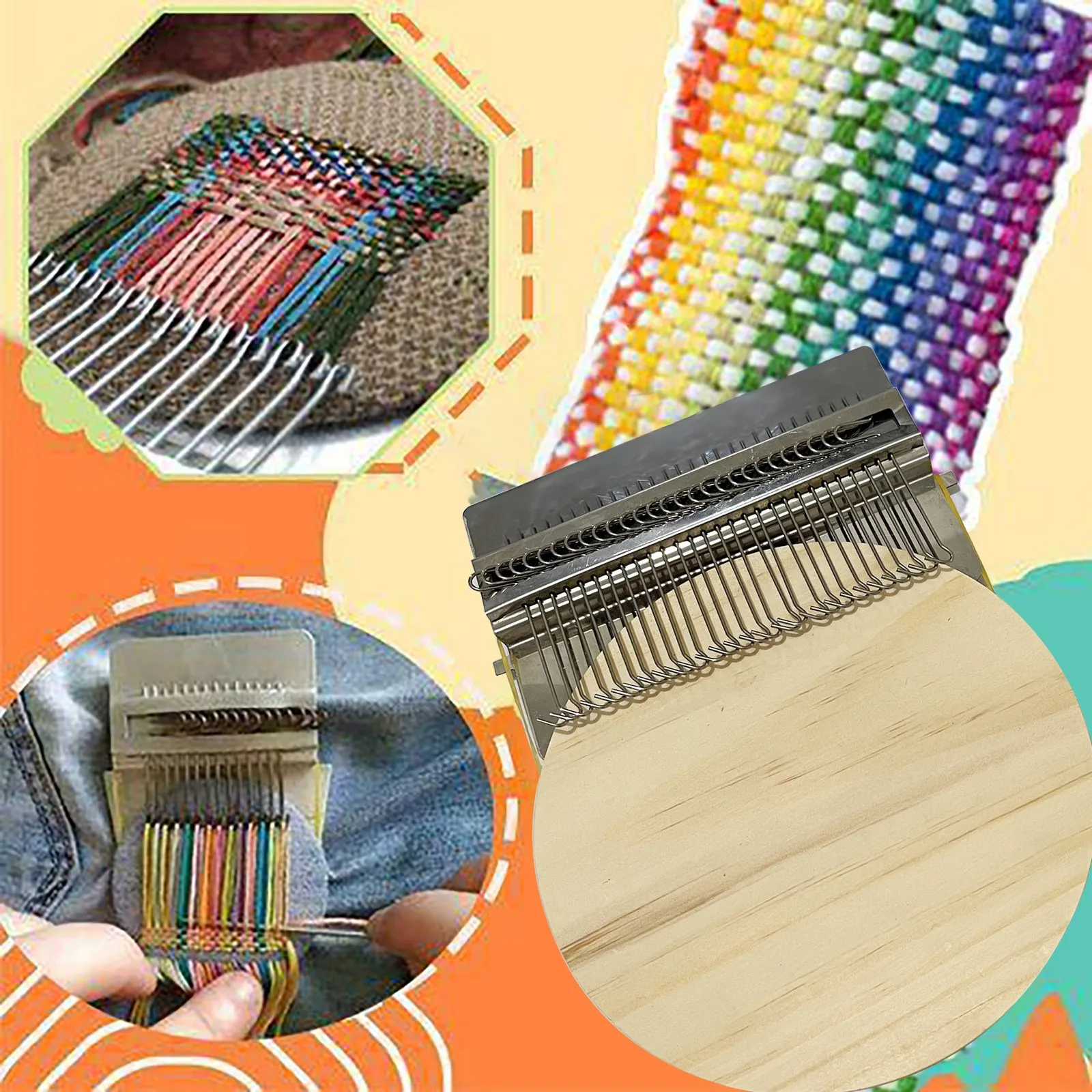 Speedweve Darning Small Sewing Machine Loom-Speedweve Type Tool With Plastic Disc 28 Hooks Creative Weaving Loom | Дом и сад
