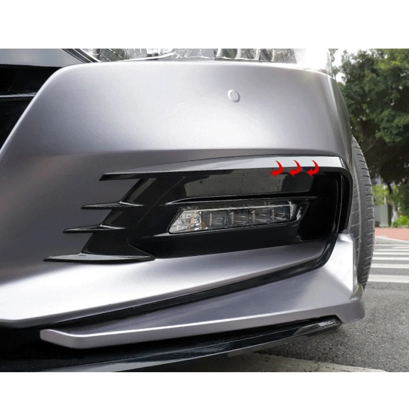 Подходит для Honda Accord- яркие черные передние противотуманные фары лампа для бровей крышка отделка