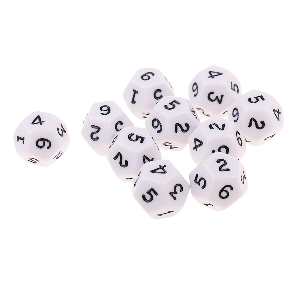 10x белые акриловые многогранные кости D12 tpg для взрослых MTG ролевые игрушки