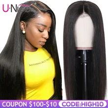 Волосы UNICE 13x4/6 прозрачный кружевной передний парик с детскими волосами предварительно выщипанные бразильские Прямые невидимые кружевные передние человеческие волосы парики