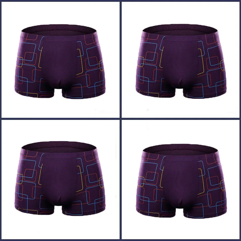 2192-9 purple Mens Boxer Shorts Modal Underwear Sexy Striped Underpants Breathable Boxers Bamboo Fiber Panties Male Underwears Plus Size L-5XL - Цвет: 2192-9 purple
