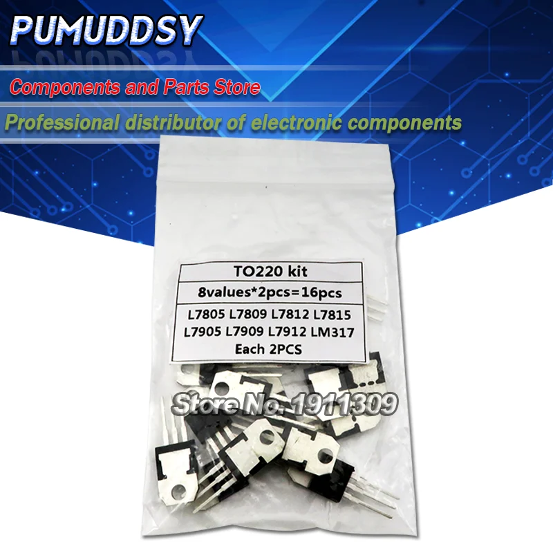 8 значение * 2 шт = 16 шт. 7805 7809 7812 7815 7905 7909 LM317 L7912 igmopnrq LM317T-220 транзисторный набор Напряжение регулятор