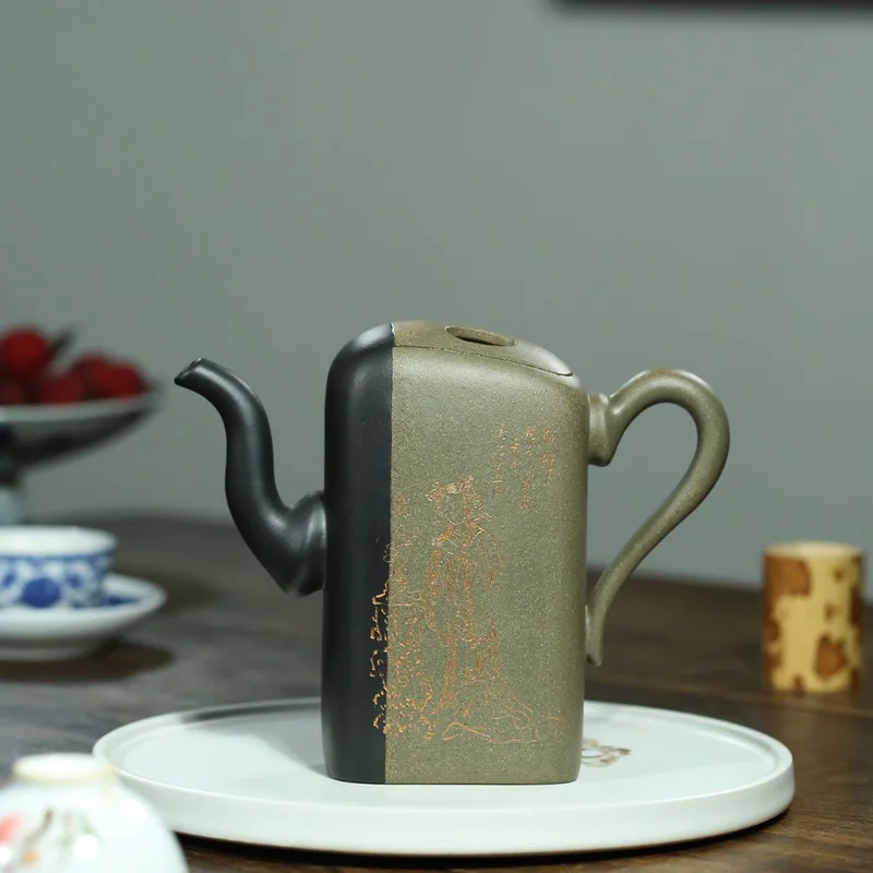 

Yixing Zisha pot master hand-made meimeimeihu original mine qingduan wujinni 400cc Gu Jianfang teapot and tea set