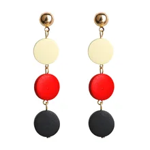 Pendientes bohemios Dorp de madera para mujer, pendientes largos con borla de verano para la playa, joyería de moda, pendientes de boda con cuentas de madera roja