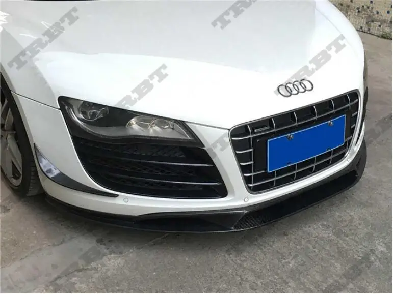 

2Pcs/set Carbon Fiber Fit Front Bumper Lip Splitter Fin Air Knife Auto Body Kit Car Spoiler For Audi R8 2007-2016