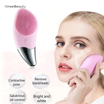 

Ultrasonic Silicone Facial Cleansing Brush Deep Cleaning Face Exfoliating Blackhead removal Pore Dirts Cleanse Massage Wash Brus