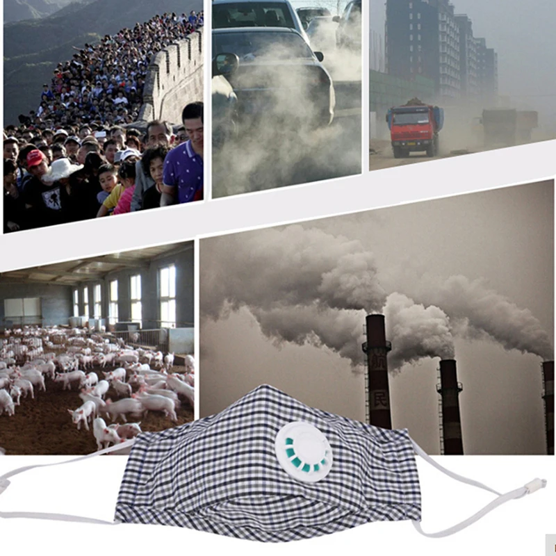 PM2.5 анти-Дымчатая маска PM2.5 анти-Дымчатая хлопковая Маска дыхательный клапан Анти-пыль рот маска фильтр с активированным углем респиратор