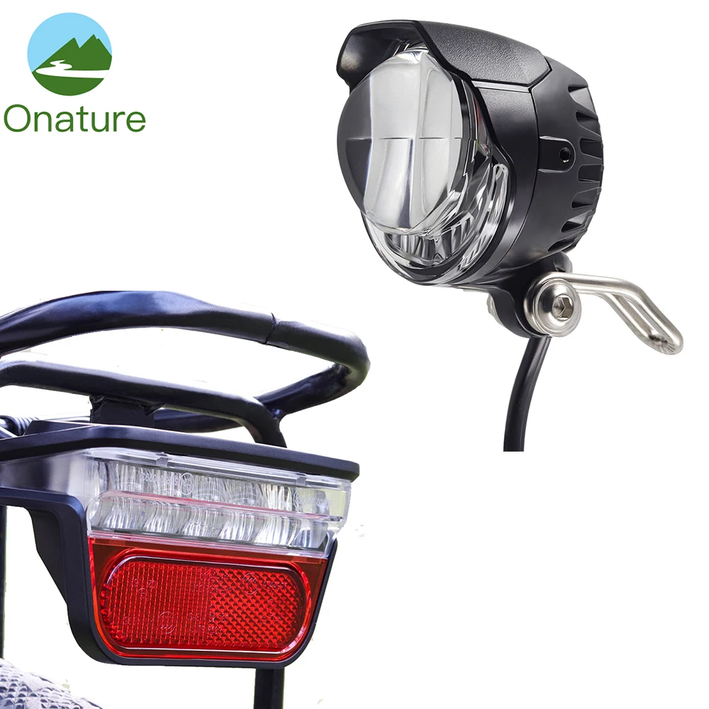 

Onature e bike light set headlight with 2 mount way and LED ebike rear lamp DC 12V 36V 48V 60V electric bicycle accessories