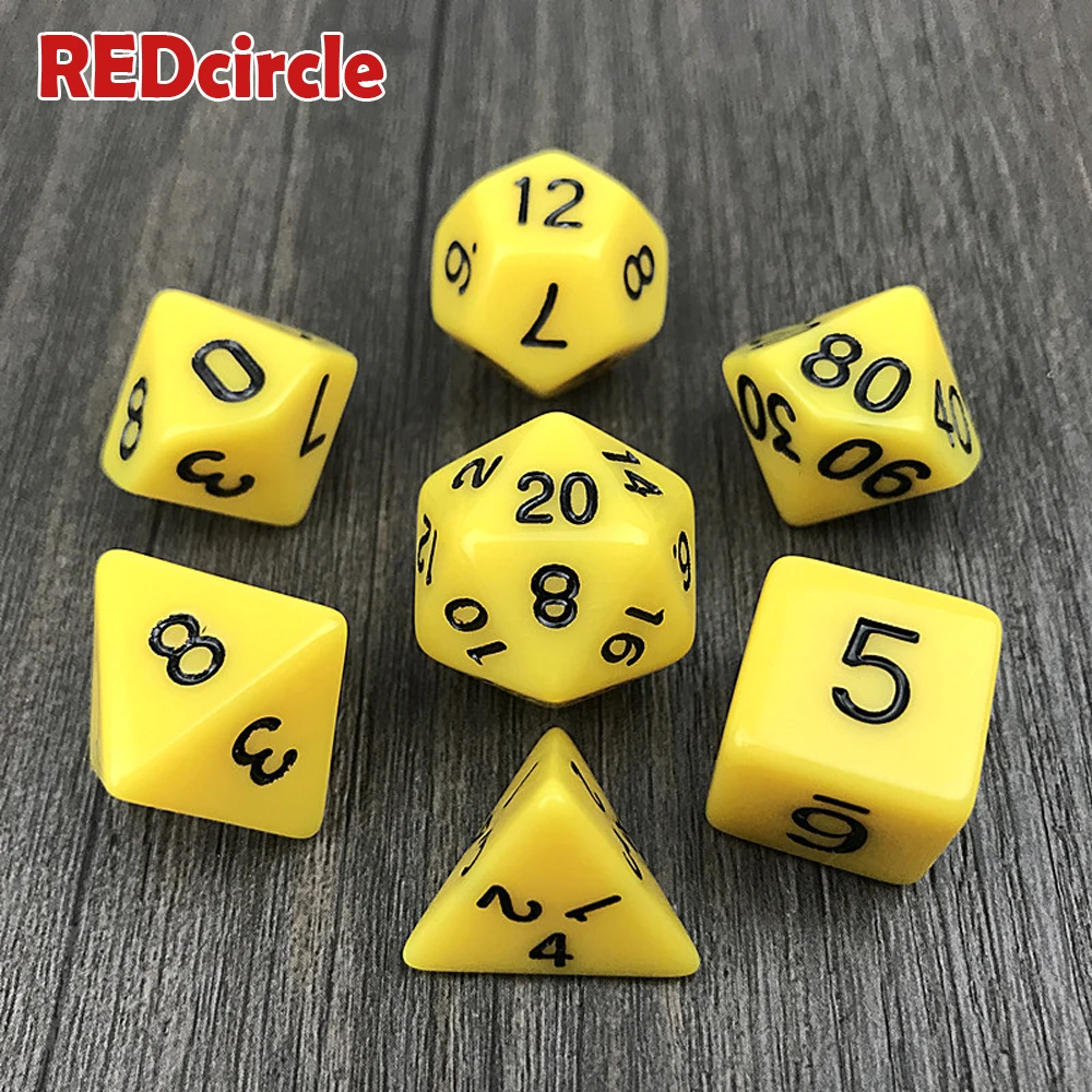 Непрозрачные кости разных цветов набор 7 штук пакет мульти сторонний d4 d6 d8 d10 d12 d20