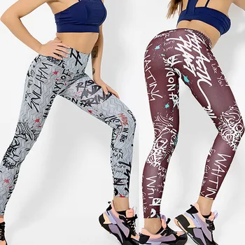

New Letter Print Leggings Women Slim Fitness Leggings High Waist Elastic Workout Leggings for Gym Sport Running Clothes L511