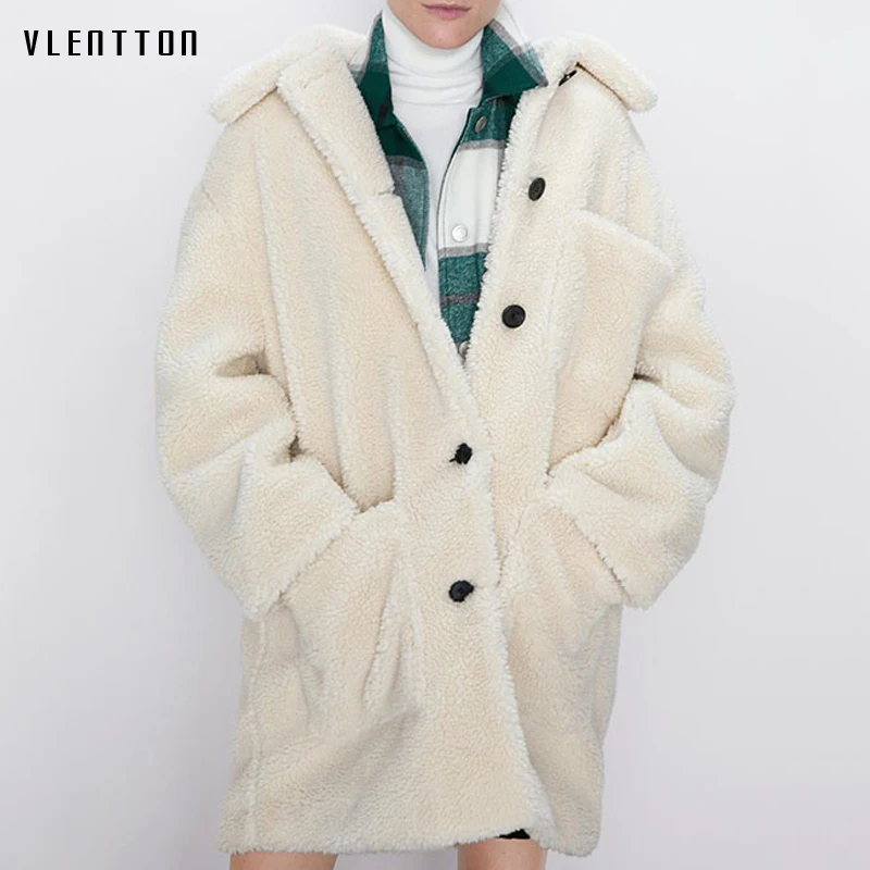 Зимняя новинка, Толстая теплая длинная куртка из овечьей шерсти, пальто, женское однобортное плюшевое пальто, повседневное Свободное пальто из овечьей шерсти, женская верхняя одежда