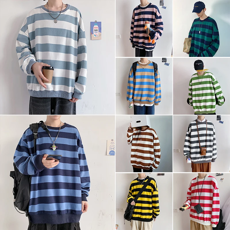  Privathinker Woman Striped Pullovers Autumn O-Neck Sweatshirt 2019 Lady Loose Long Sleeve Hoodies F