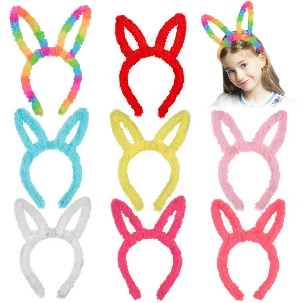 

Candygirl Adults Kids Fashion Rabbit Ears Hairband Colorful Plush Headband Autumn Winter Head Hoop Cute Hair Accessories Gifts