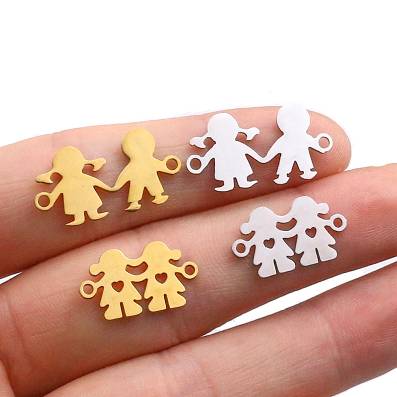 5pcs Family Chain Stainless Steel Pendant Necklace Parents and Children Necklaces Gold/steel Jewelry Gift for Mom Dad New Twice