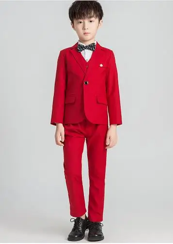 5pcs red Костюм для мальчиков; красный, серый костюм для свадьбы; Terno infantil; костюм; Enfant Garcon Mariage Disfraz Infantil; блейзеры для мальчиков; детская одежда - Цвет: 5pcs red