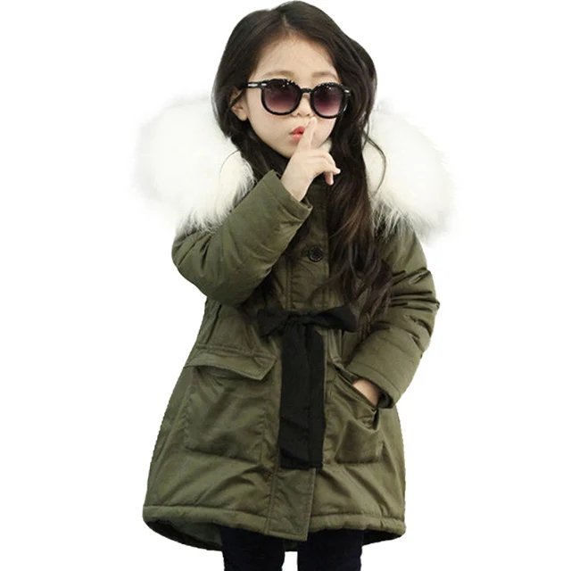 3-9Yrs Cotton Girls Jacket Outwear Kids Cotton-padded Jacket Winter Girls Warm Clothes Fur coat Hooed Thick Jacket For Kids Girl