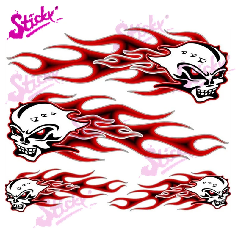Sticky Cool En Vlammen Sticker Auto Sticker Decal Decor Voor Motorfiets Off Laptop Kofferbak Gitaar Skateboard Pvc|Auto Stickers| - AliExpress
