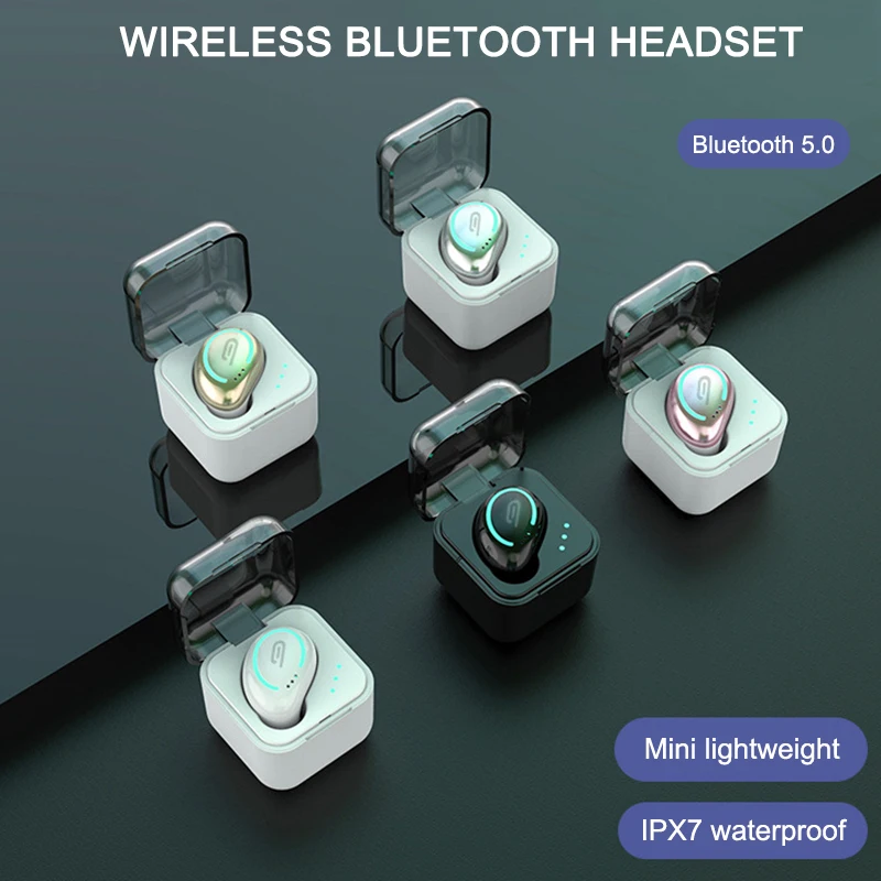 Single Wireless Mini BT5 0 Earphone In Ear Headset Headphone with Charge Box VDX99