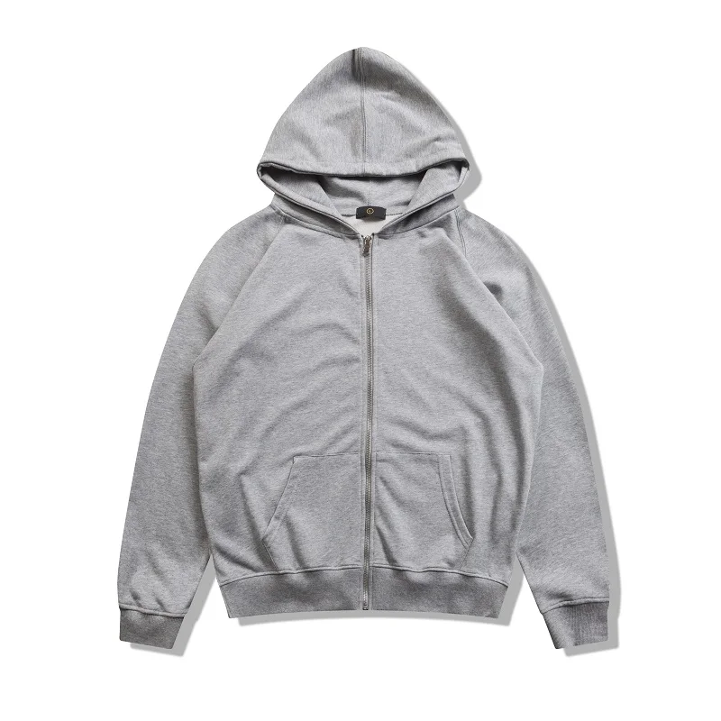 Толстовка с капюшоном qoolxcwear Мужская черная плотная серая уличная одежда брендовая одежда однотонная Повседневная свободная толстовка на молнии качественный хлопковый топ 2606