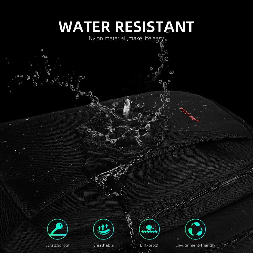 Tigernu 15 6 дюймов 27L USB зарядка Противоугонная Водонепроницаемая нейлоновая Mochila