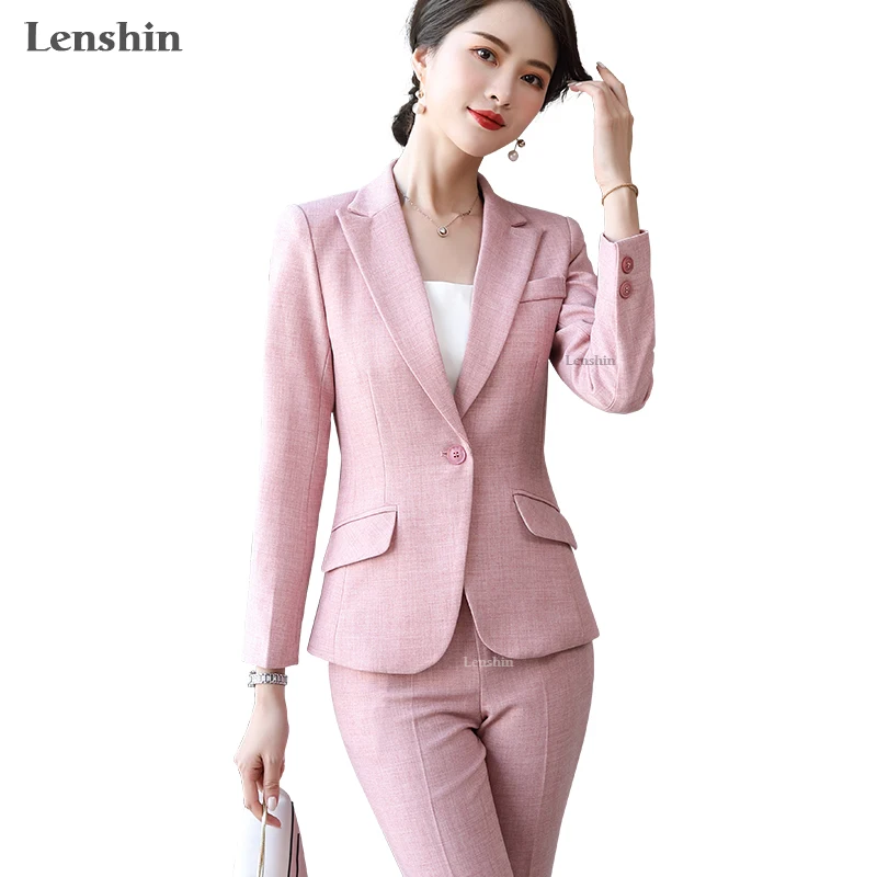 Lenshin комплект из 2 предметов официальный брючный костюм женский деловой с длинным