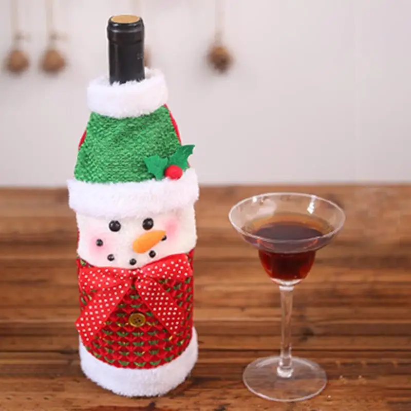 Крышка для бутылки с красным вином сумки украшения дома вечерние Санта-Клаус Снеговик Рождественская упаковка рождественские украшения для девочек