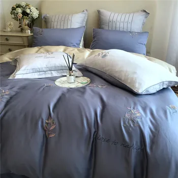 

Spring and Summer 60 Double-Sided Tencel 4-piece Bedding Set Summer Viscose Slip Cool and Refreshing Double Bare Sleeping Embroi