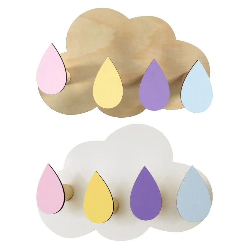

Nordic Style Solid Wood Storage Rack Cloud Raindrop Partition Creative Home Hook Clothes Hanging Cloud Raindrop Decoration