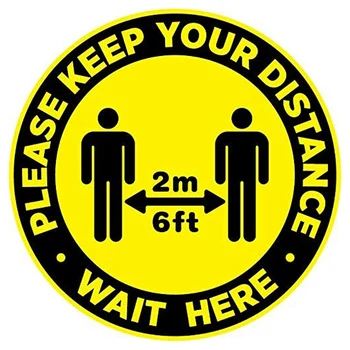 

With Anti Slip Coating.Practice Social Distancing Floor Sign.12 inch Circle Pressure Sensitive Adhesive 15 PACK