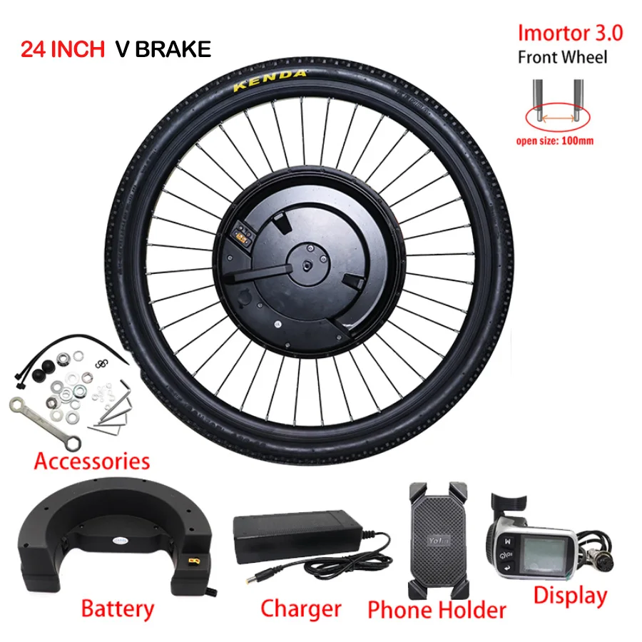 24inch V Brake Комплект для переоборудования электрического велосипеда 36V 350W 2" 26" 700C 2" мотор эпицентра деятельности колеса комплект Bicicleta Electrica Con Bateria, фара для электровелосипеда в Conversion Kit - Цвет: 24inch V Brake