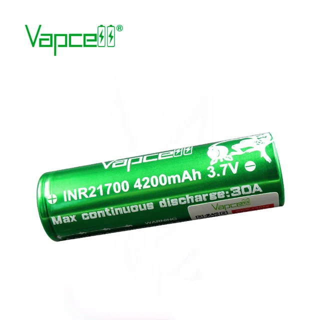 2021 Vapcell green 21700 4200mah 30A rechargeable battery for ecig vape vapce flashlight torch headlamp