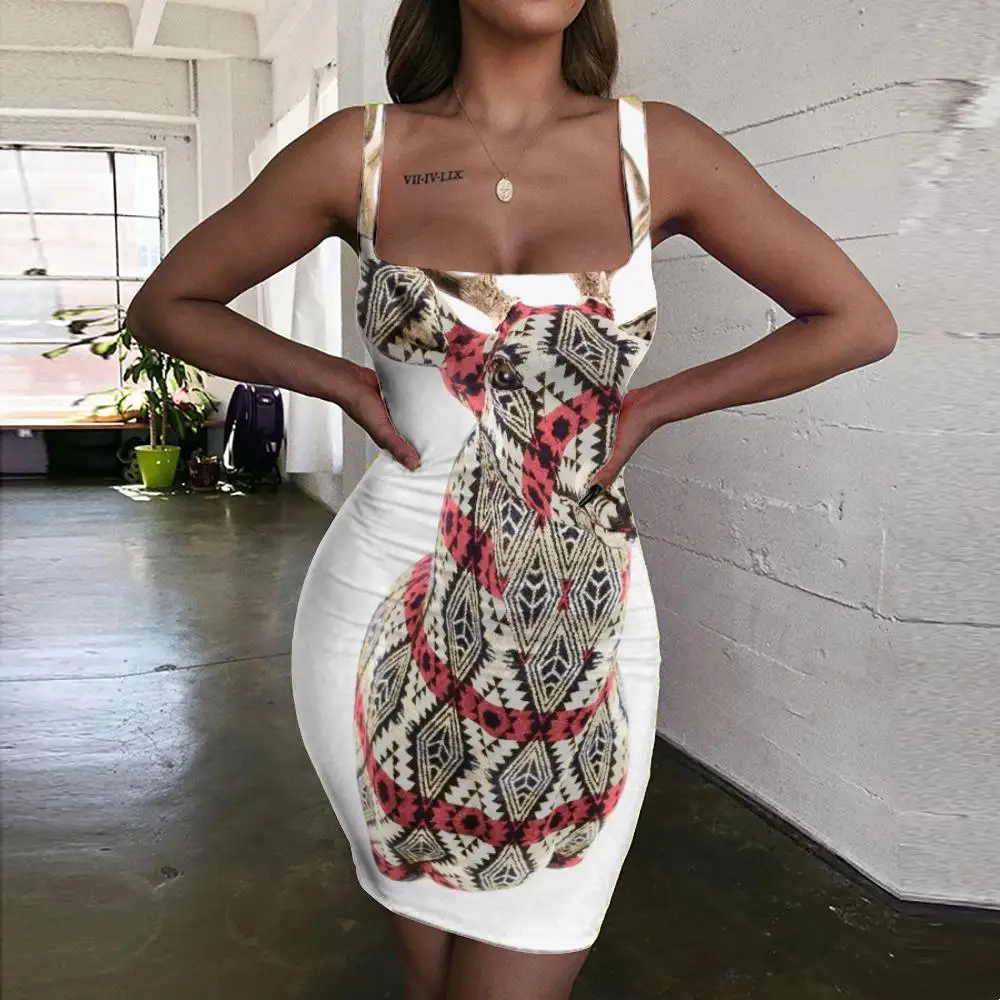 

KYKU Brand Deer Dress Women Animal Sundress Christmas 3d Print Art Ladies Dresses Womens Clothing Mini Evening Vintage