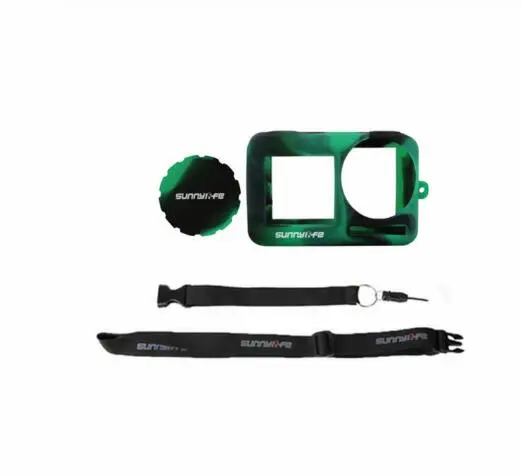 Black-Green Sunnylife силиконовый чехол Крышка объектива кепки слинг ремень ремешок для DJI OSMO экшн Спорт Экшн камеры аксессуары - Цвет: Black-Green