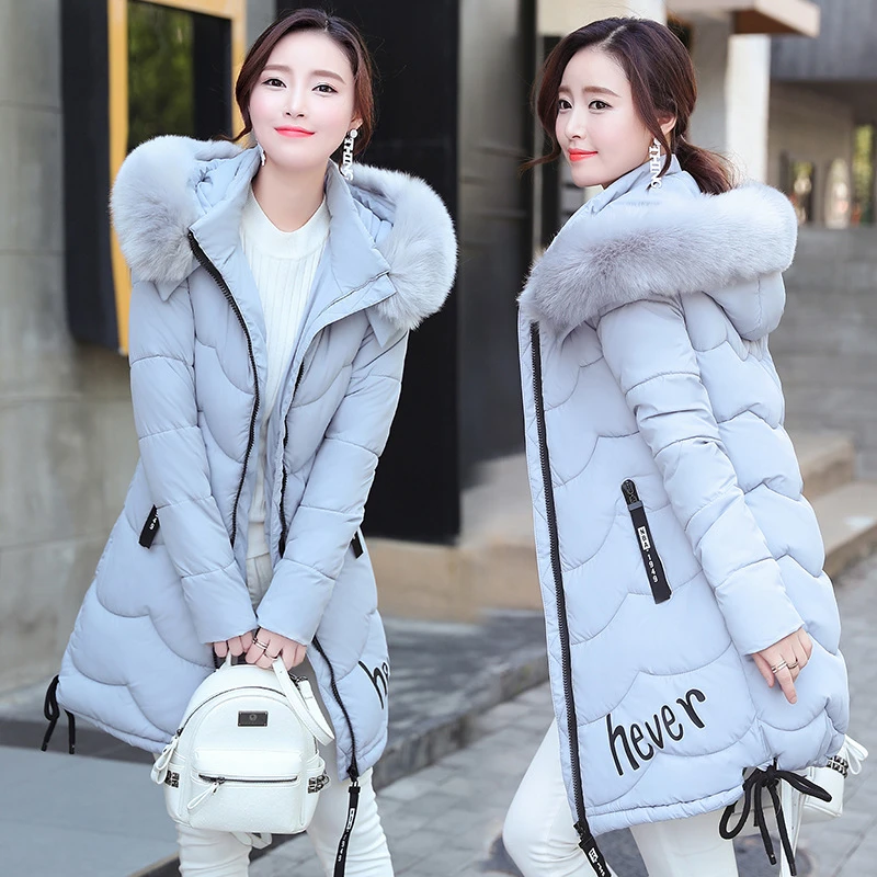Nuevo 2019 invierno abrigo de para mujer Slim Outwear medio largo chaquetas de piel gruesa con de invierno|Abrigos de plumón| - AliExpress