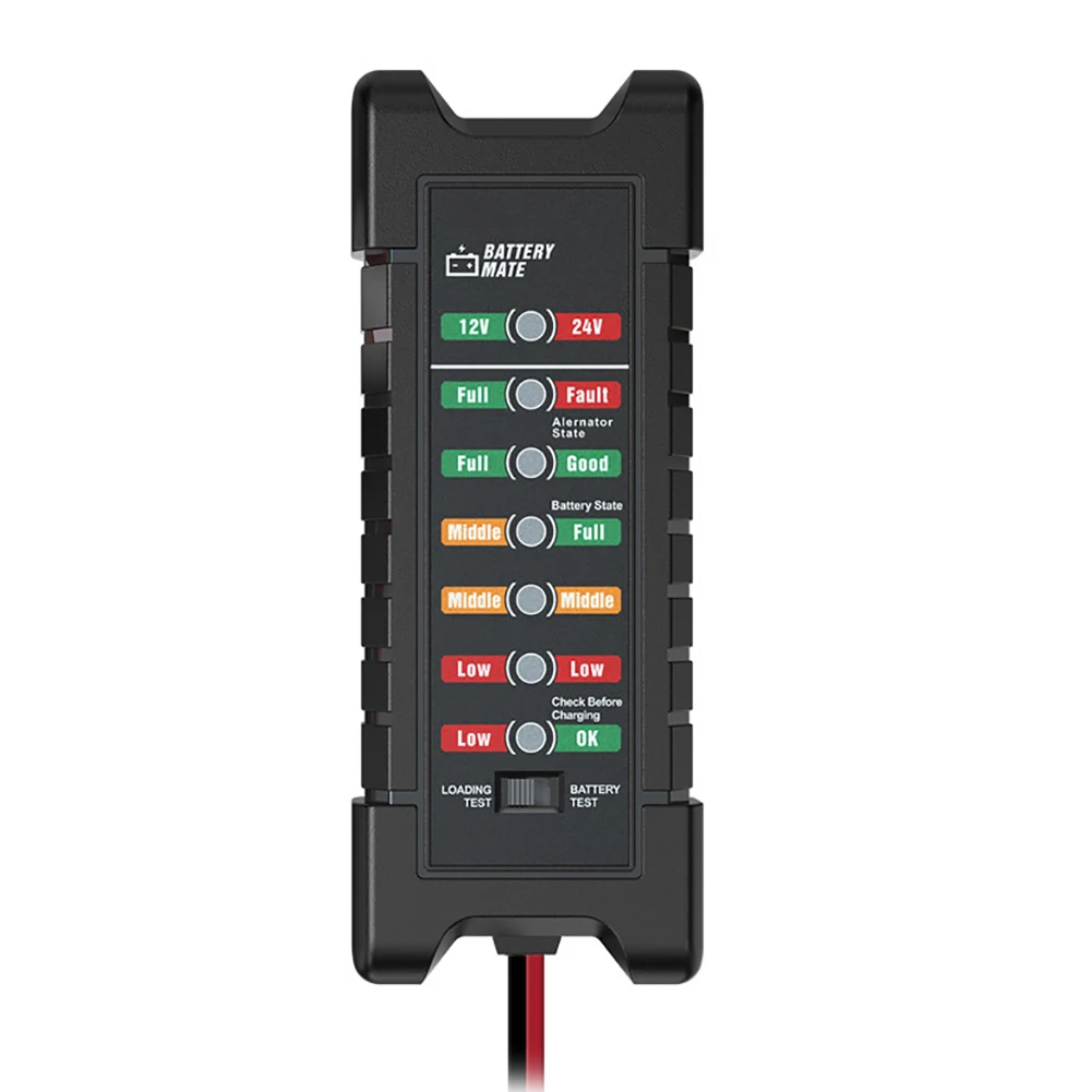 

12V 24V Motorcycle Car Battery Tester With 7 LED Lights Display Car Battery Detector Analyzer Diagnostic Scan Tool