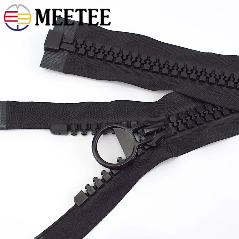 Meetee 1 шт. 60/75/100/150/200 см 20# экстра большие резиновые черная молния с открытым концом Авто замок застежка-молния DIY пуховик пальто швейная фурнитура