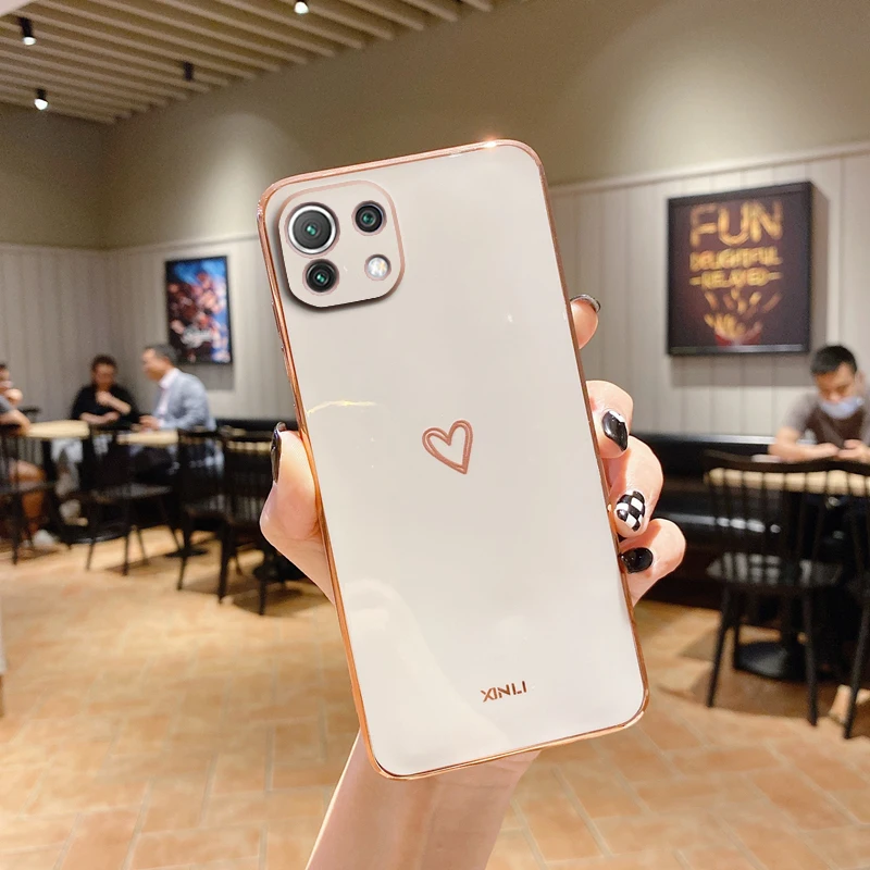 Stylish Square Plated Love Heart Silicone Phone Case