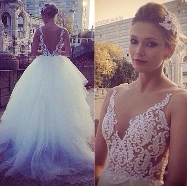 2018 тюль без рукавов Аппликации Vestido De Noiva Casamento вышитые романтические Длинные