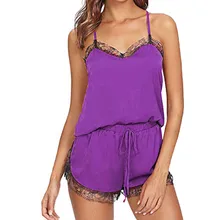 Женская одежда для сна без рукавов, однотонная короткая ночная сорочка на бретельках, с кружевной отделкой, атласные пижамные комплекты, сексуальное женское белье, кружевное белье, A30