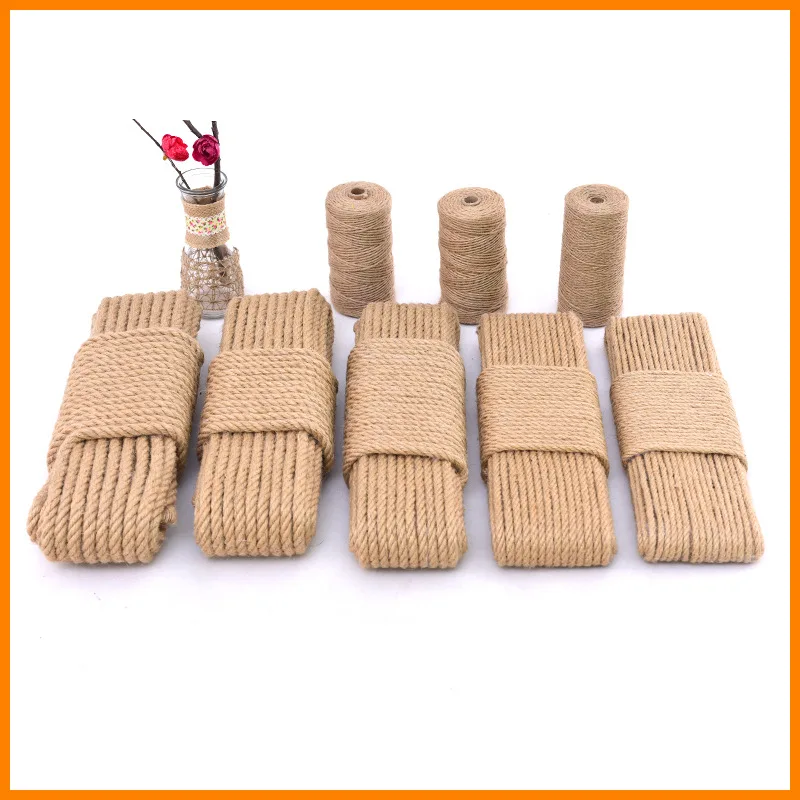Natural Jute Hemp Rope Home Decoration DIY Craft Cord Decorative Rope 1-14 mm Diameter 1Roll 25/50/100/200m jute rope